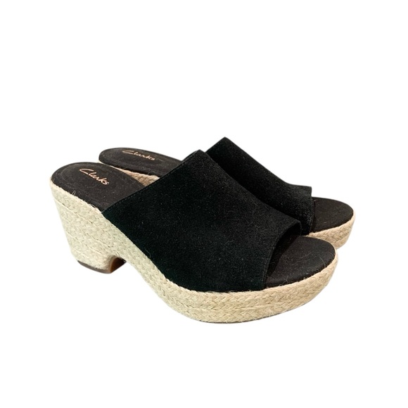 SOLD NEW Clarks Sandals Espadrille Slide Black 6.5 - Picture 3 of 15